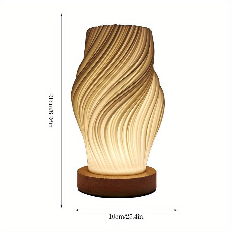 Sculptural LED Swirl Table Lamp - Dimmable Bedside Light