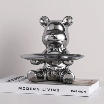 ShineBear – Luxury Decorative Sculpture Holder with Glossy Ceramic Finish