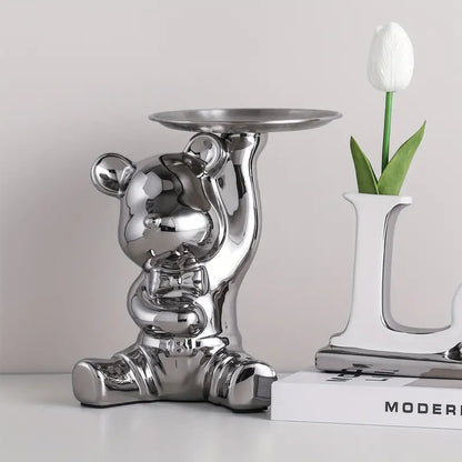 ShineBear – Luxury Decorative Sculpture Holder with Glossy Ceramic Finish