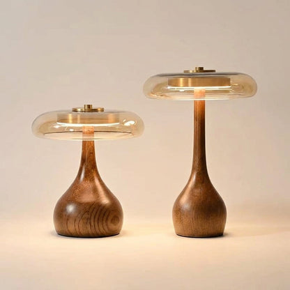 Halo Timber Lamp |  Solid Walnut & Tinted Glass
