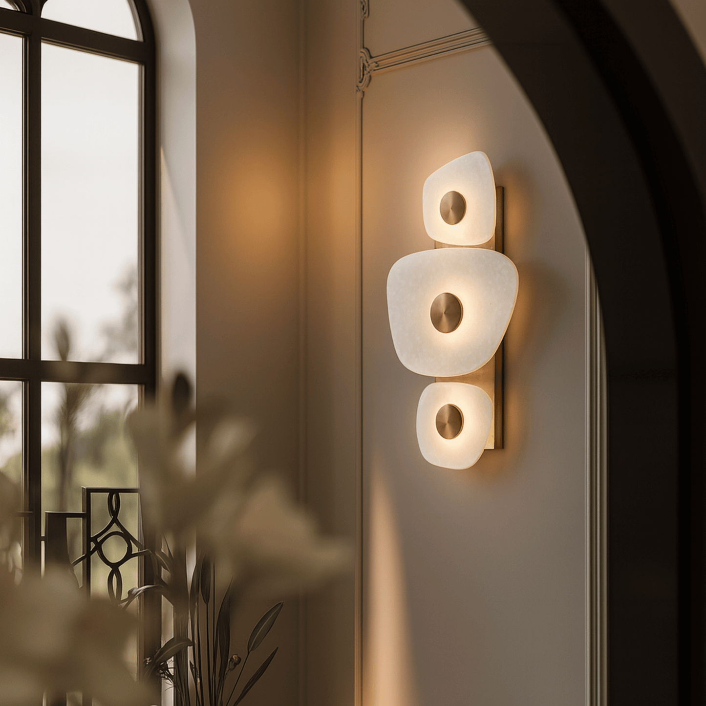 Marbelle LED Marble & Brass Trio Wall Sconce