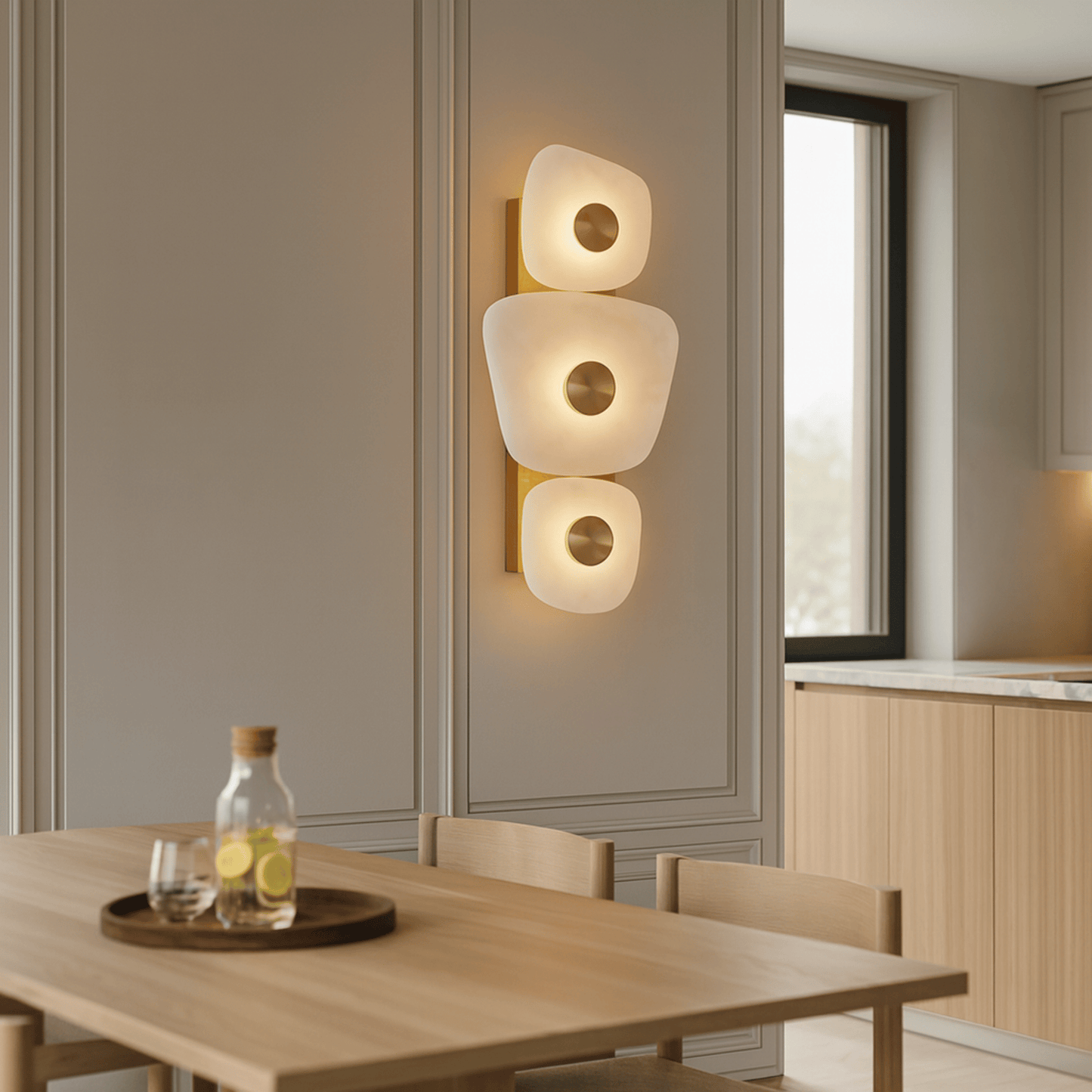 Marbelle LED Marble & Brass Trio Wall Sconce