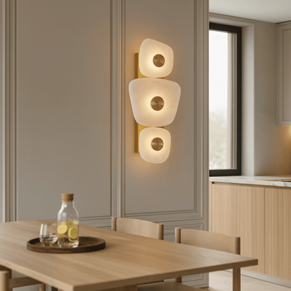 Marbelle LED Marble & Brass Trio Wall Sconce