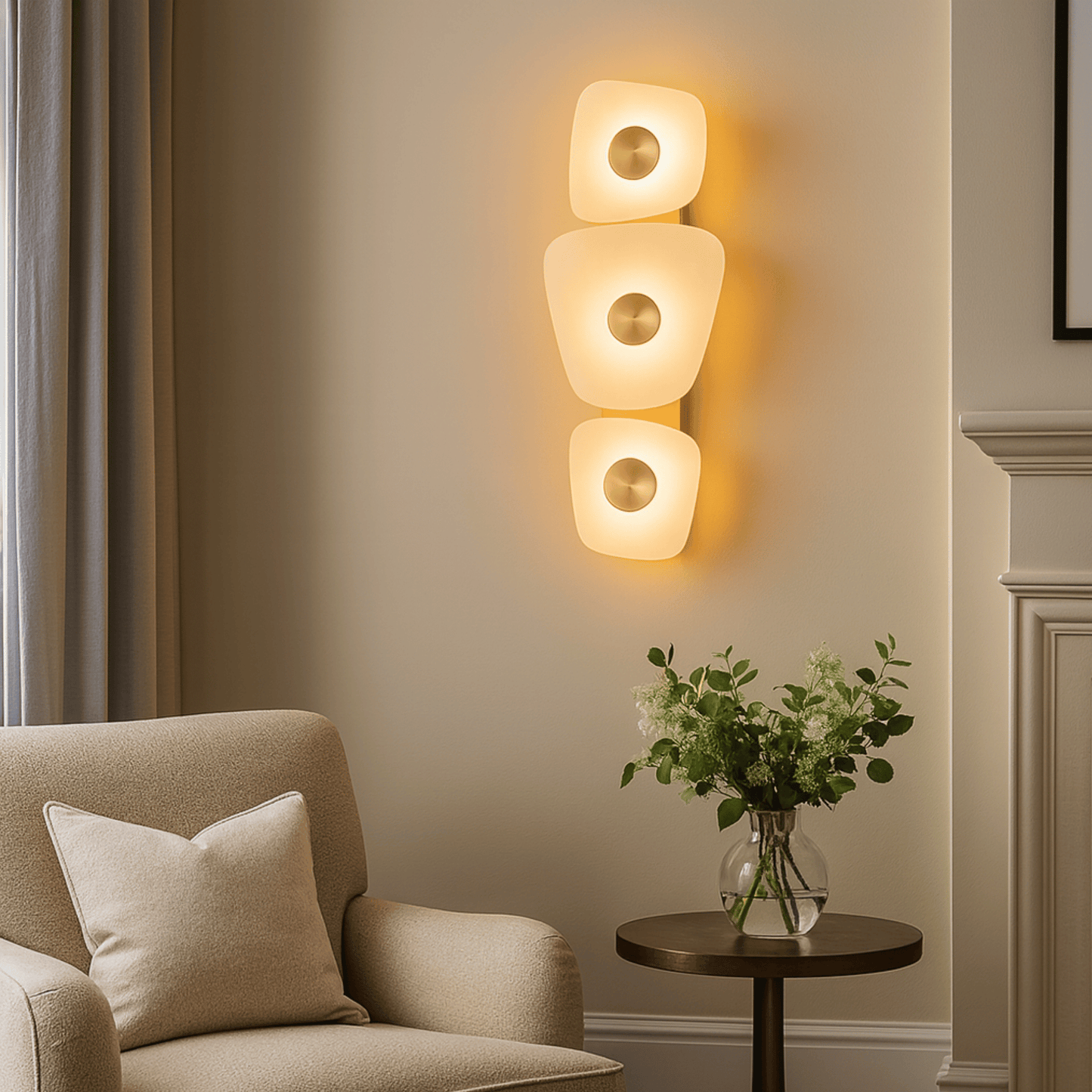 Marbelle LED Marble & Brass Trio Wall Sconce