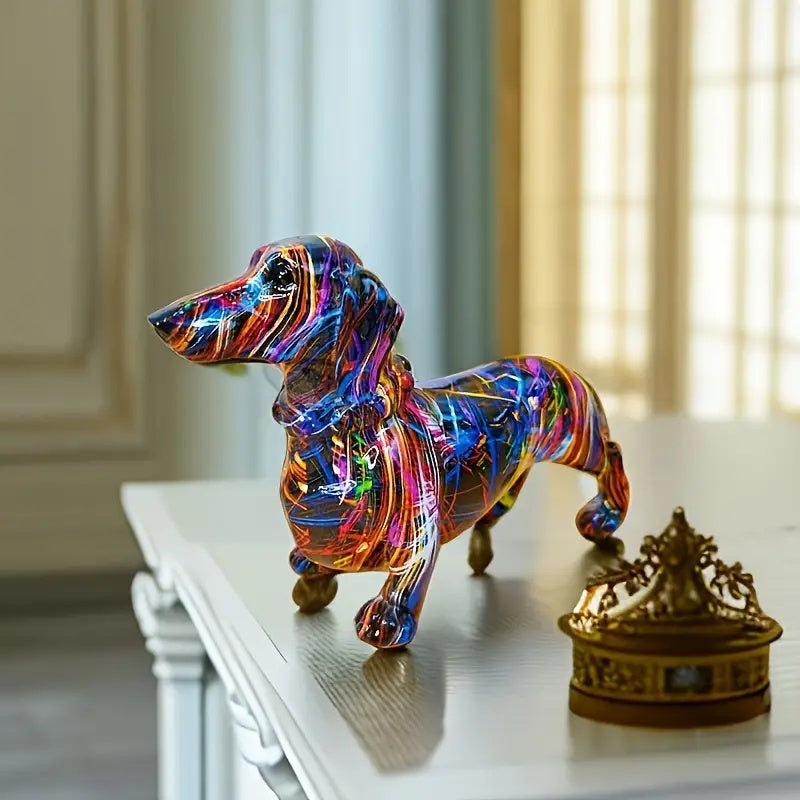 DecoPaws – Chic Dachshund Figurine with Artistic Flair
