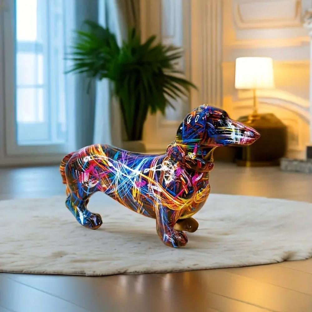 DecoPaws – Chic Dachshund Figurine with Artistic Flair