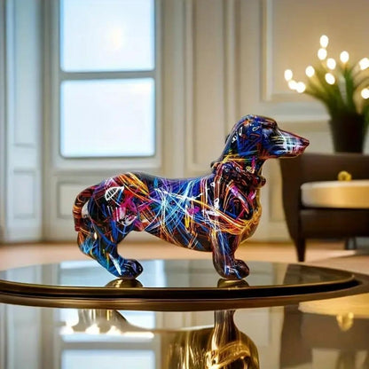 DecoPaws – Chic Dachshund Figurine with Artistic Flair