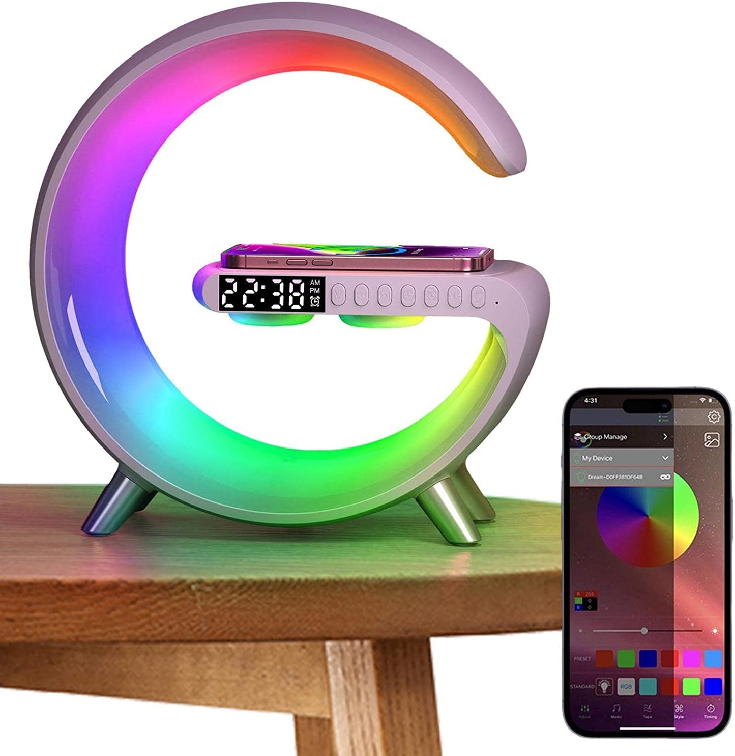 LED Desk Lamp with Wireless Charger - Modern Bedside Light