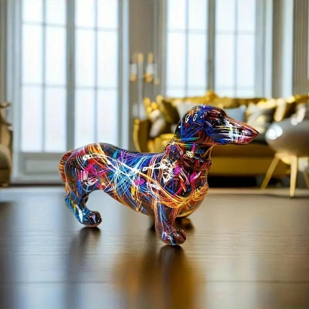 DecoPaws – Chic Dachshund Figurine with Artistic Flair
