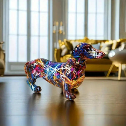 DecoPaws – Chic Dachshund Figurine with Artistic Flair