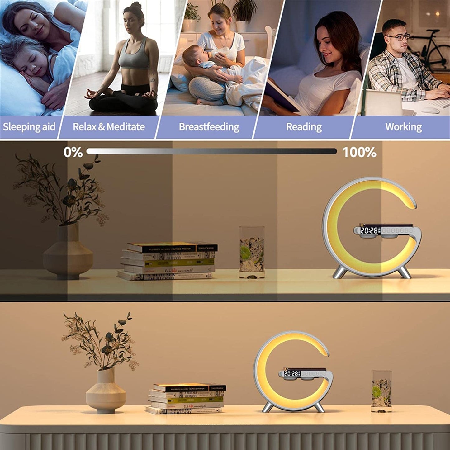 LED Desk Lamp with Wireless Charger - Modern Bedside Light
