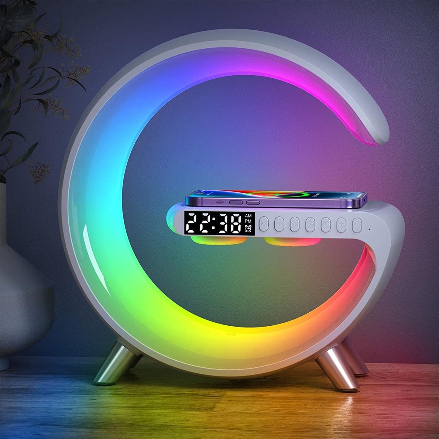 LED Desk Lamp with Wireless Charger - Modern Bedside Light