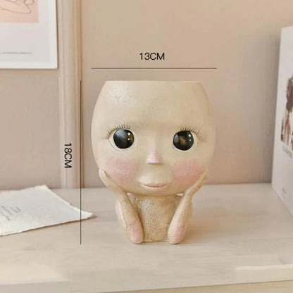 BlushBloom – Elegant Resin Plant Pot with Artistic Facial Details