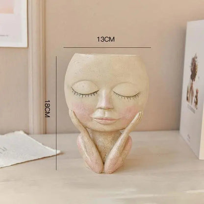 BlushBloom – Elegant Resin Plant Pot with Artistic Facial Details