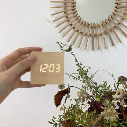 TempoWood - Digital Wooden Clock with Time, Date & Temperature