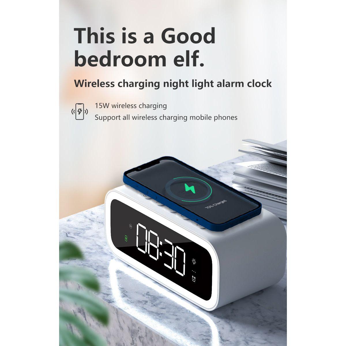 SmartGlow - Digital Alarm Clock with QI Wireless Charger
