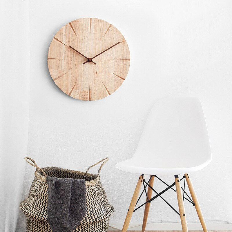 NordicTime - Solid Wood Silent Wall Clock