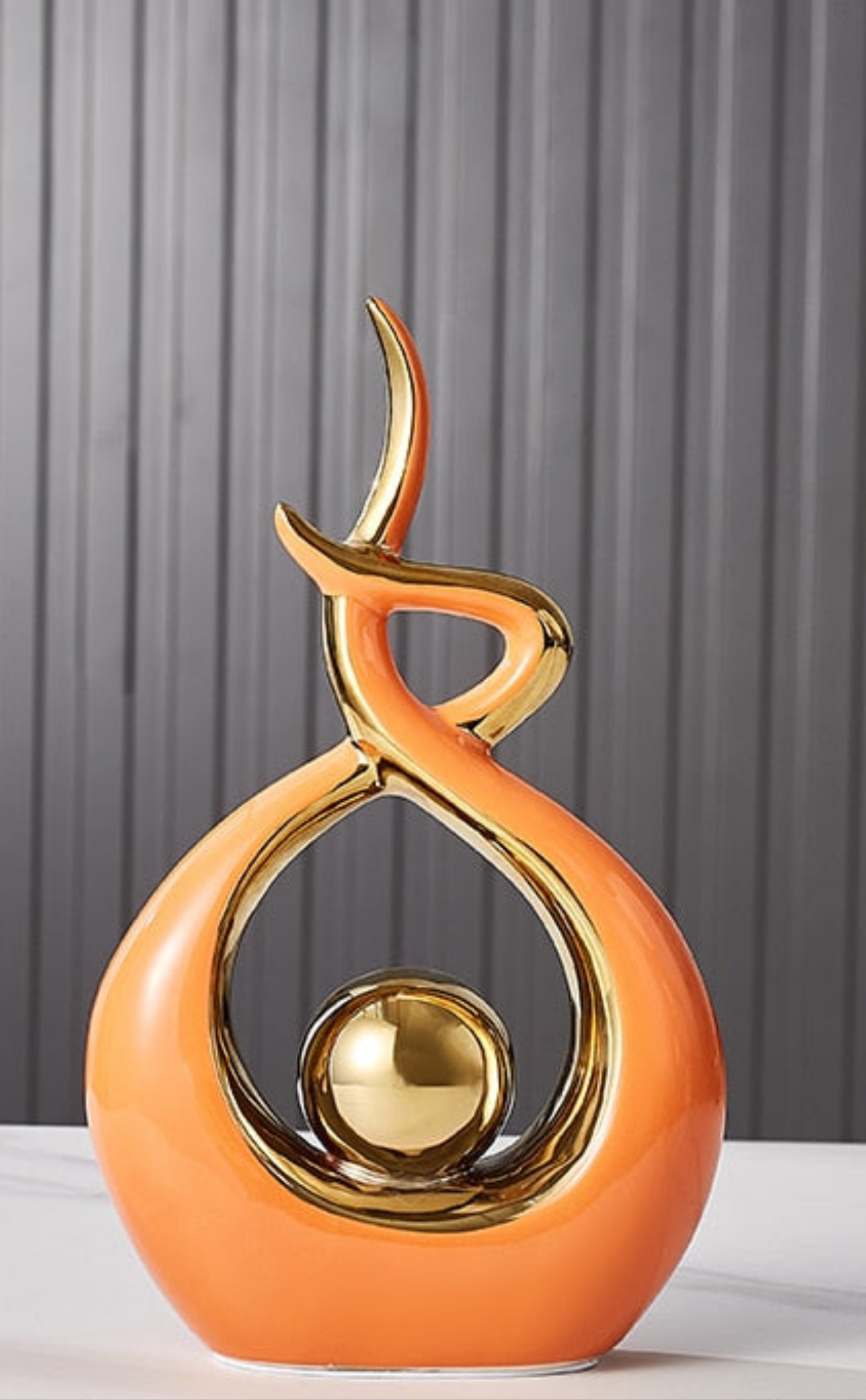 LuxeForm — Exquisite Abstract Ceramic Sculpture with Gold Accents, Radiating Timeless Elegance