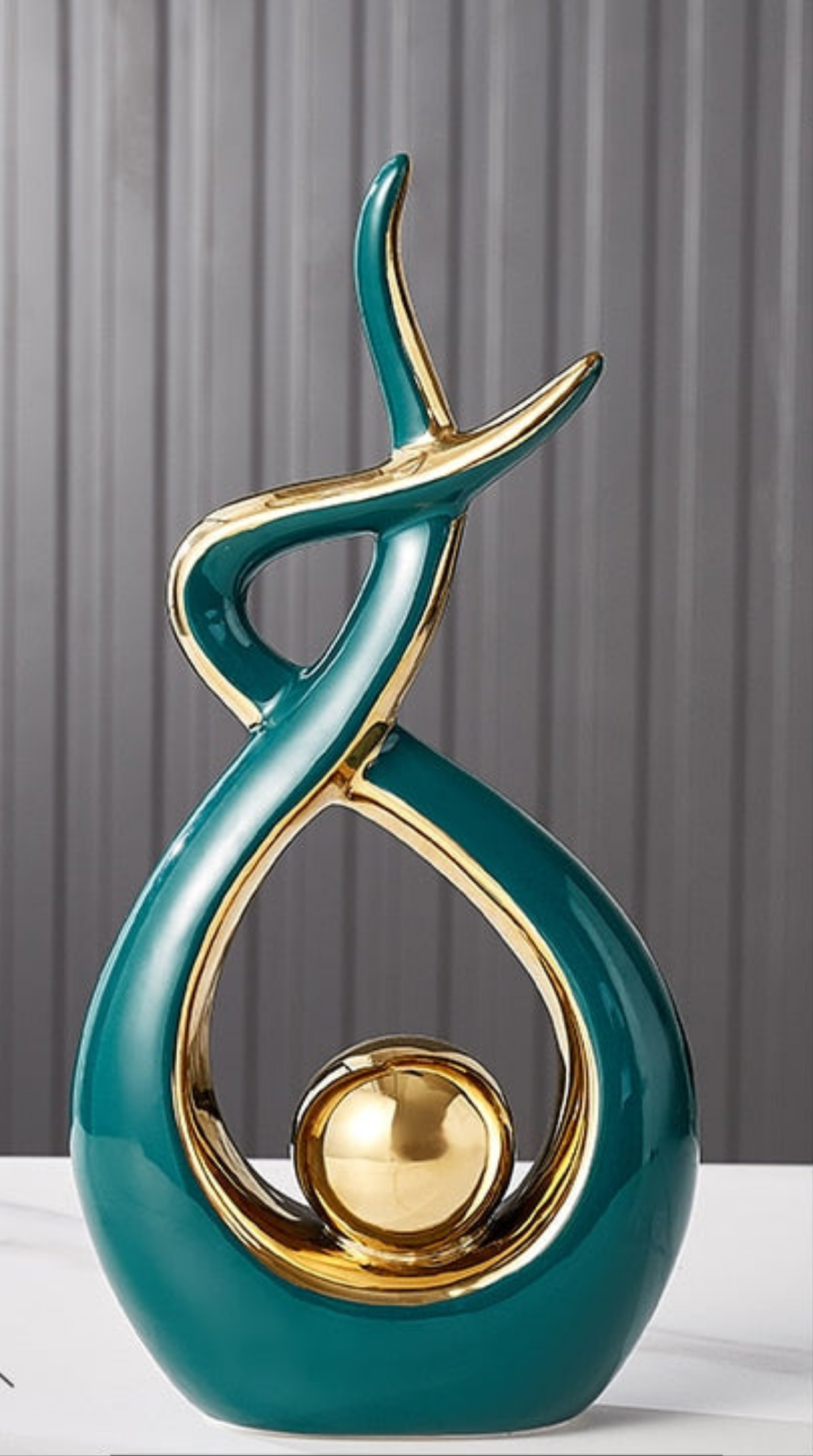 LuxeForm — Exquisite Abstract Ceramic Sculpture with Gold Accents, Radiating Timeless Elegance