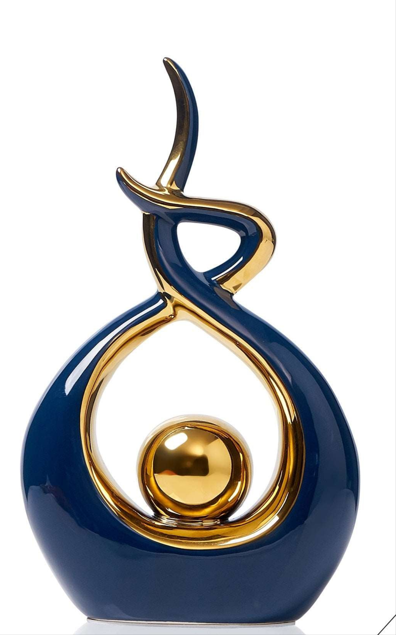 LuxeForm — Exquisite Abstract Ceramic Sculpture with Gold Accents, Radiating Timeless Elegance