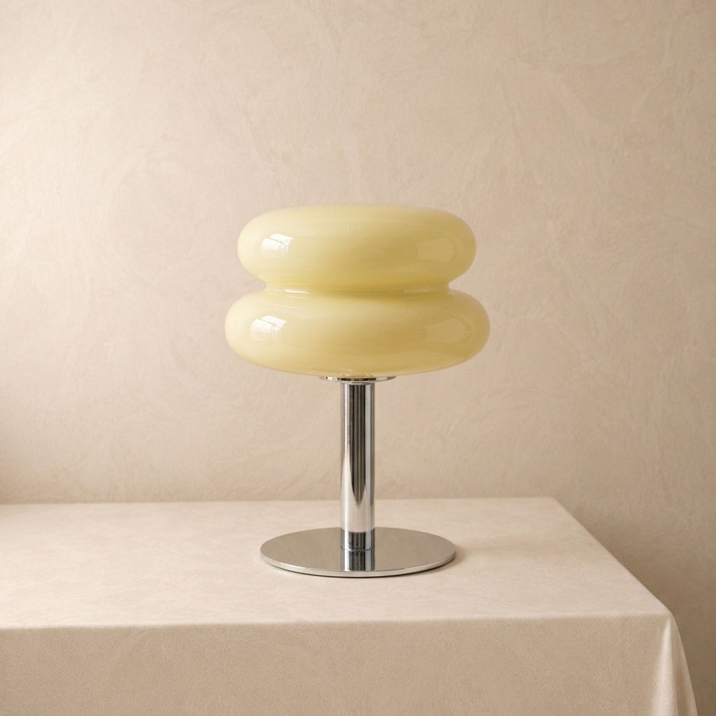 Italian Bauhaus Glass Table Lamp - Elegant Minimalist Light