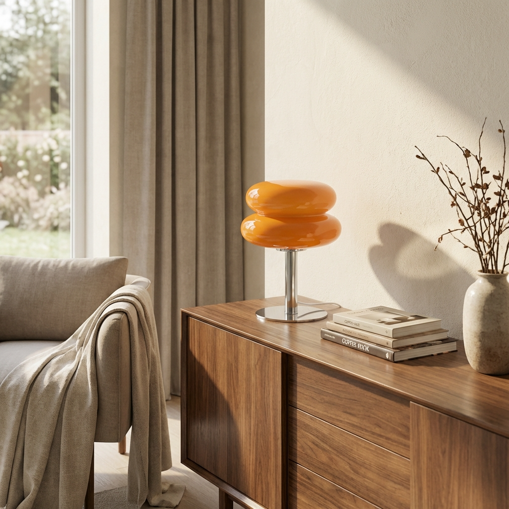 Italian Bauhaus Glass Table Lamp - Elegant Minimalist Light