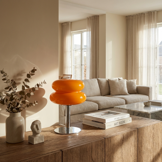 Italian Bauhaus Glass Table Lamp - Elegant Minimalist Light