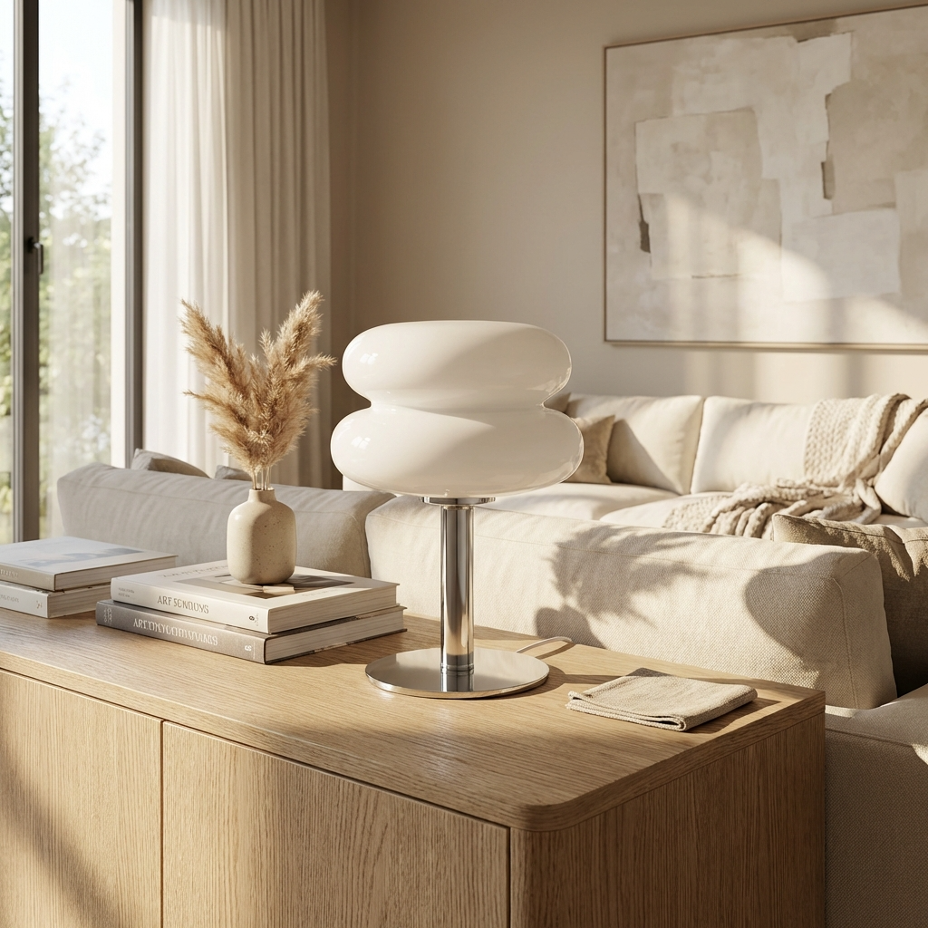 Italian Bauhaus Glass Table Lamp - Elegant Minimalist Light
