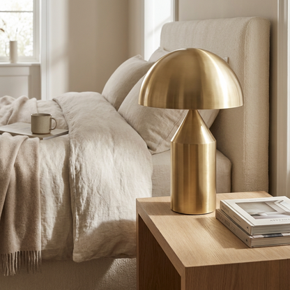 Italian Designer Metal Mushroom Table Lamp – Modern, Sophisticated Accent Lighting