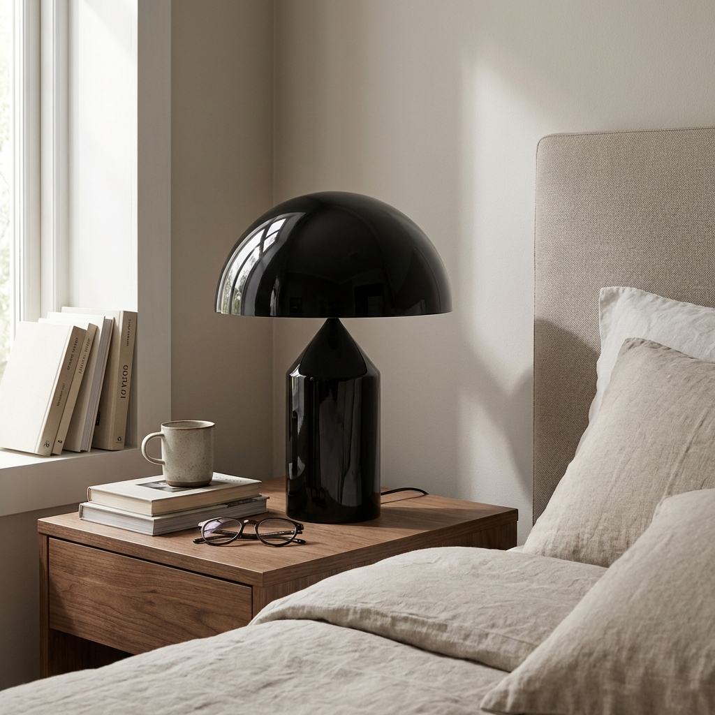 Italian Designer Metal Mushroom Table Lamp – Modern, Sophisticated Accent Lighting