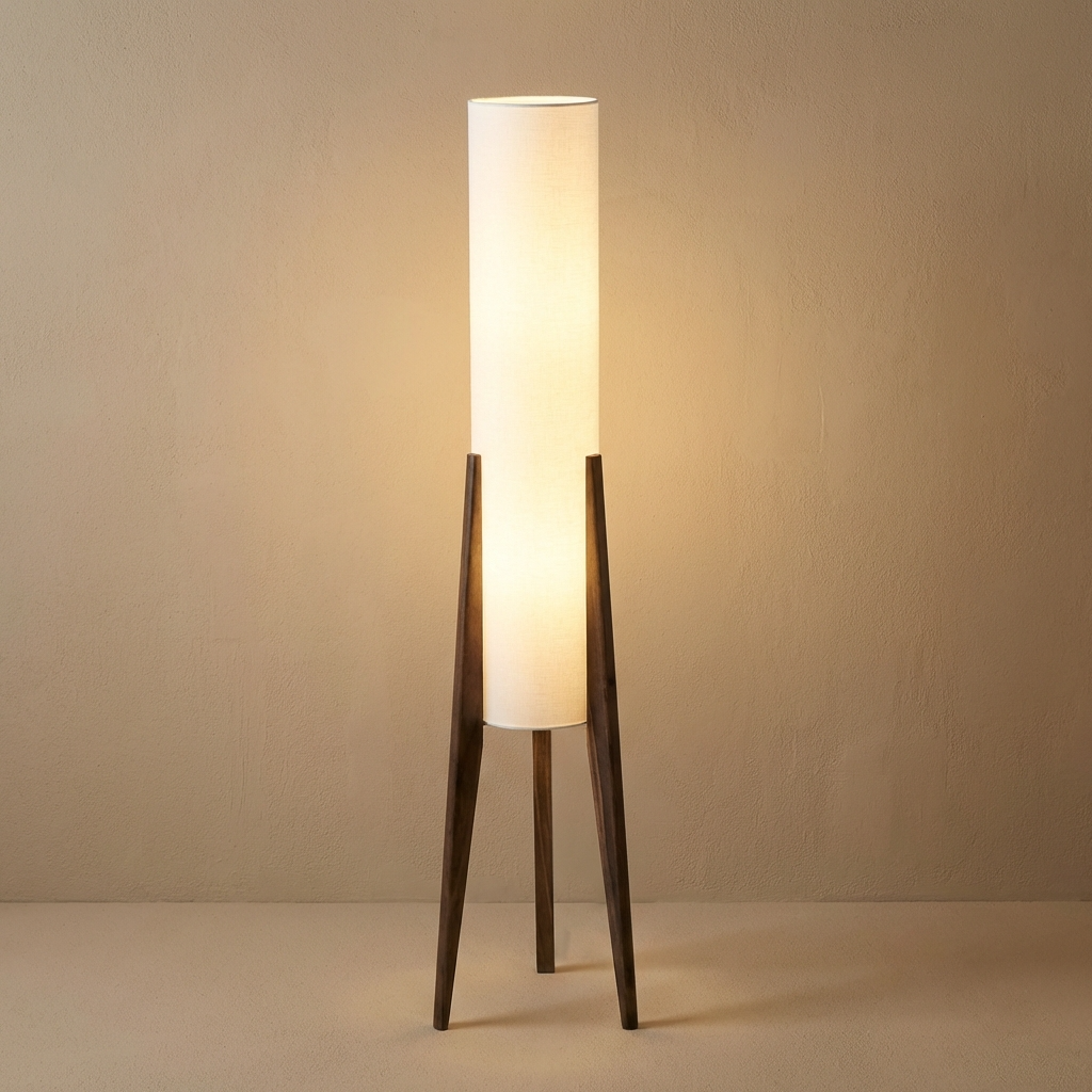 Japanese Wabi-Sabi Solid Wood Floor Lamp – Handcrafted Minimalist Lighting in Natural Wood