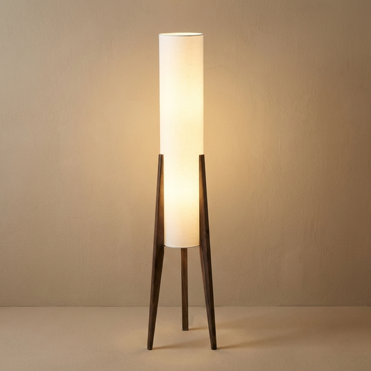 Japanese Wabi-Sabi Solid Wood Floor Lamp – Handcrafted Minimalist Lighting in Natural Wood