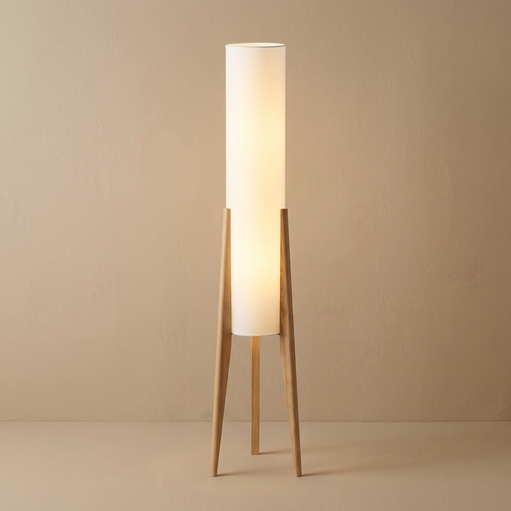Japanese Wabi-Sabi Solid Wood Floor Lamp – Handcrafted Minimalist Lighting in Natural Wood