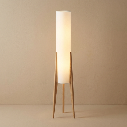 Japanese Wabi-Sabi Solid Wood Floor Lamp – Handcrafted Minimalist Lighting in Natural Wood
