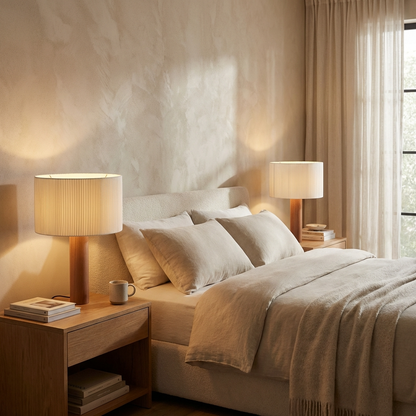 Handcrafted Wabi-Sabi Solid Wood Table Lamp - Minimalist Light