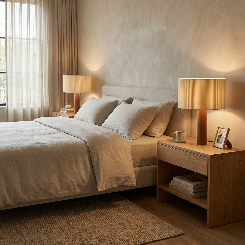 Handcrafted Wabi-Sabi Solid Wood Table Lamp - Minimalist Light