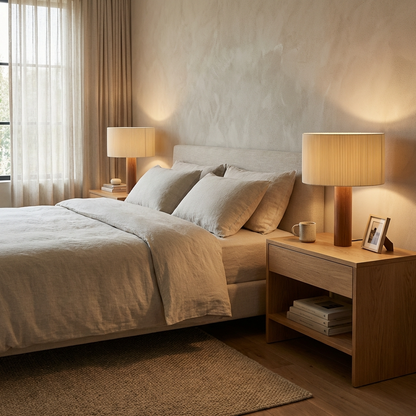 Handcrafted Wabi-Sabi Solid Wood Table Lamp - Minimalist Light