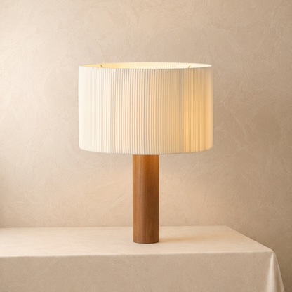Handcrafted Wabi-Sabi Solid Wood Table Lamp - Minimalist Light