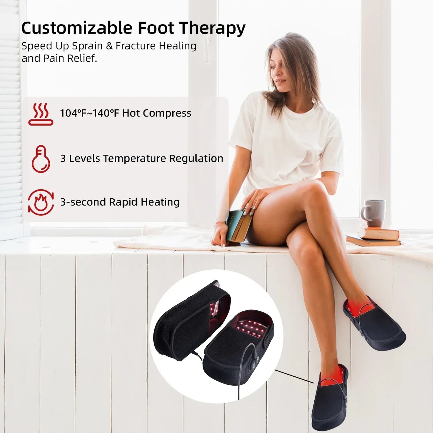 Red Light Infrared Therapy Slippers - Heated Foot Comfort