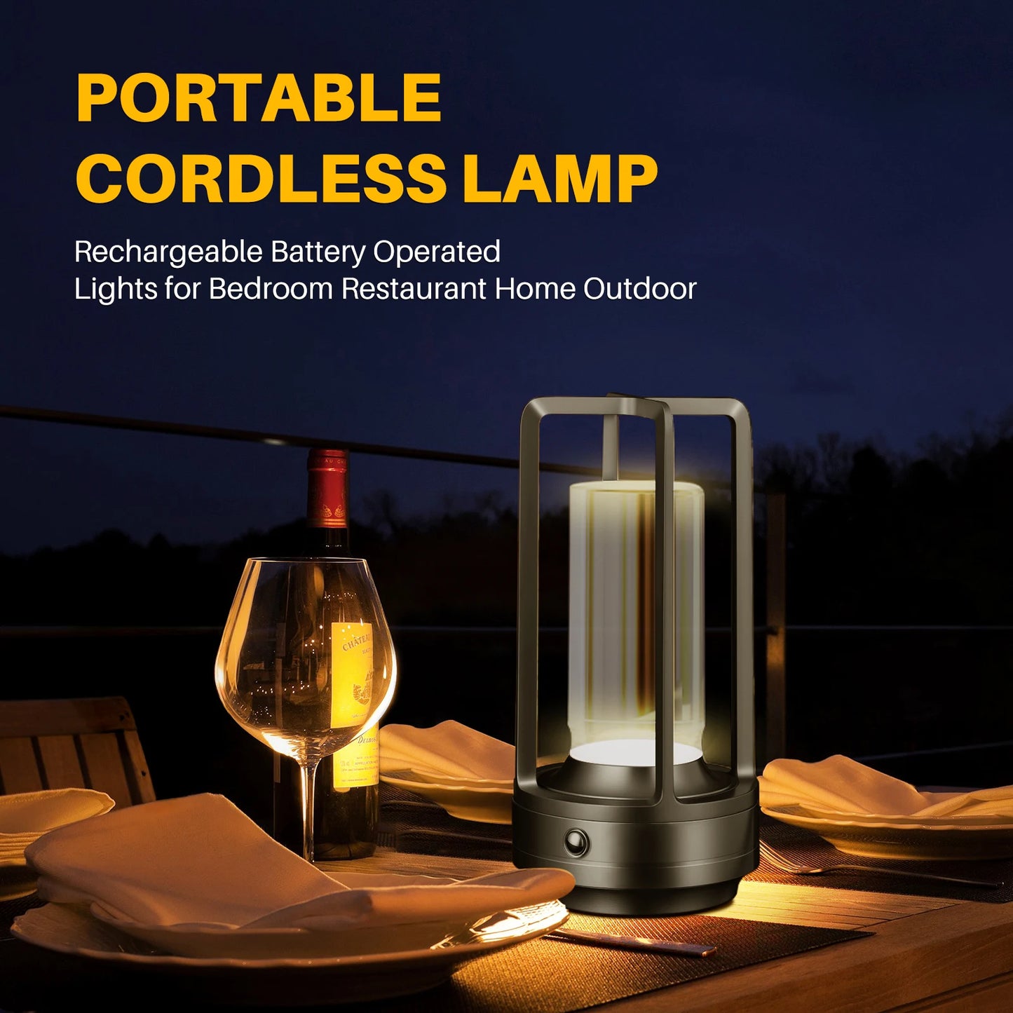Cordless Portable LED Table Lamp - Rechargeable Ambient Light