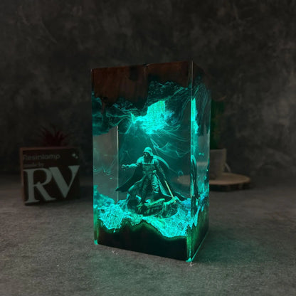 Creative Cool Warrior Epoxy Resin Desktop Night Light Ornament Exquisite Resin Lamp Festival Gift