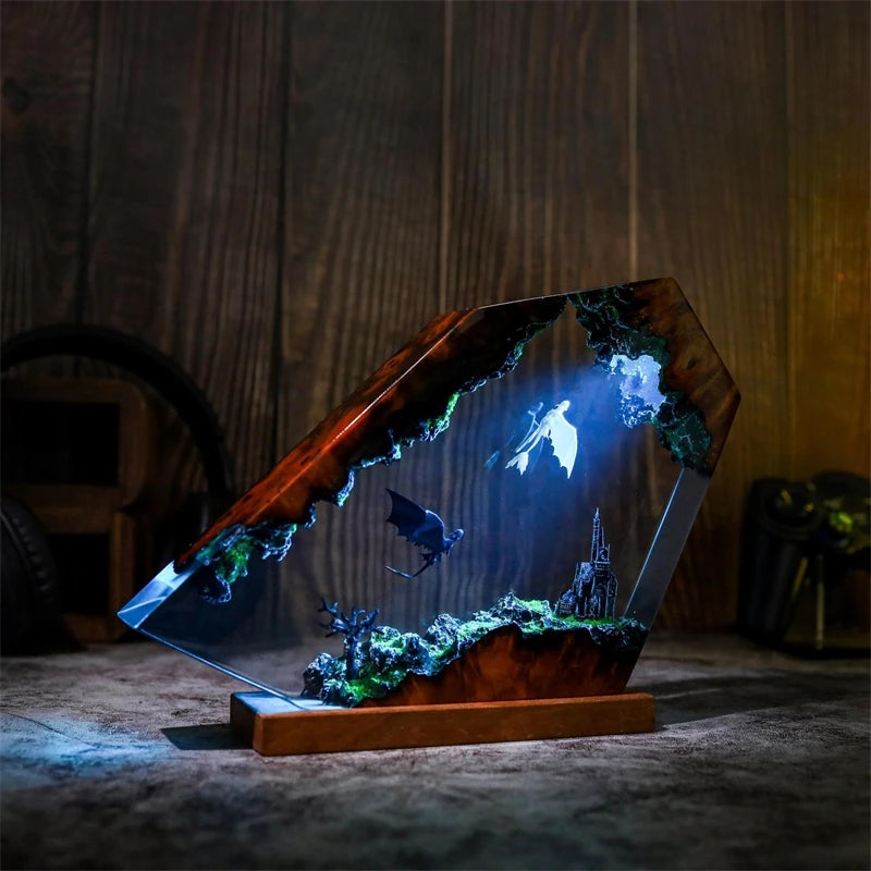 Resin Dragon Lamp Black And White Night Light For Bedroom Bedside Table Decor Cozy Gothic Christmas Gift For Couples And Teens