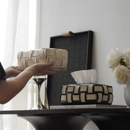 Sorrento – Premium Vegan Leather Tissue Box with an Elegant Woven Design