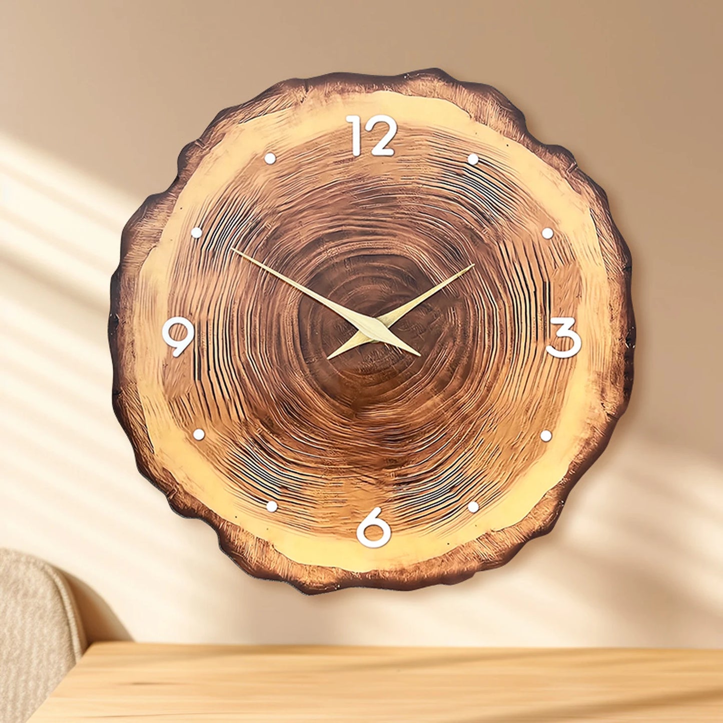 Wooden Ring Veneer Wall Clock - Silent Movement