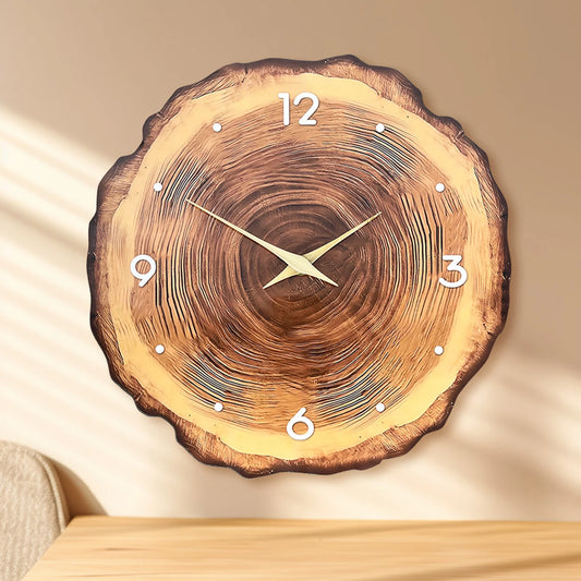 Wooden Ring Veneer Wall Clock - Silent Movement