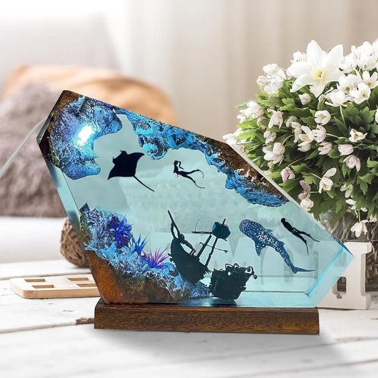 Whale Shark Manta Ray Night Light Resin Lamp For Home Table Ocean Centerpiece Gift For Couples Christmas Birthday Valentine