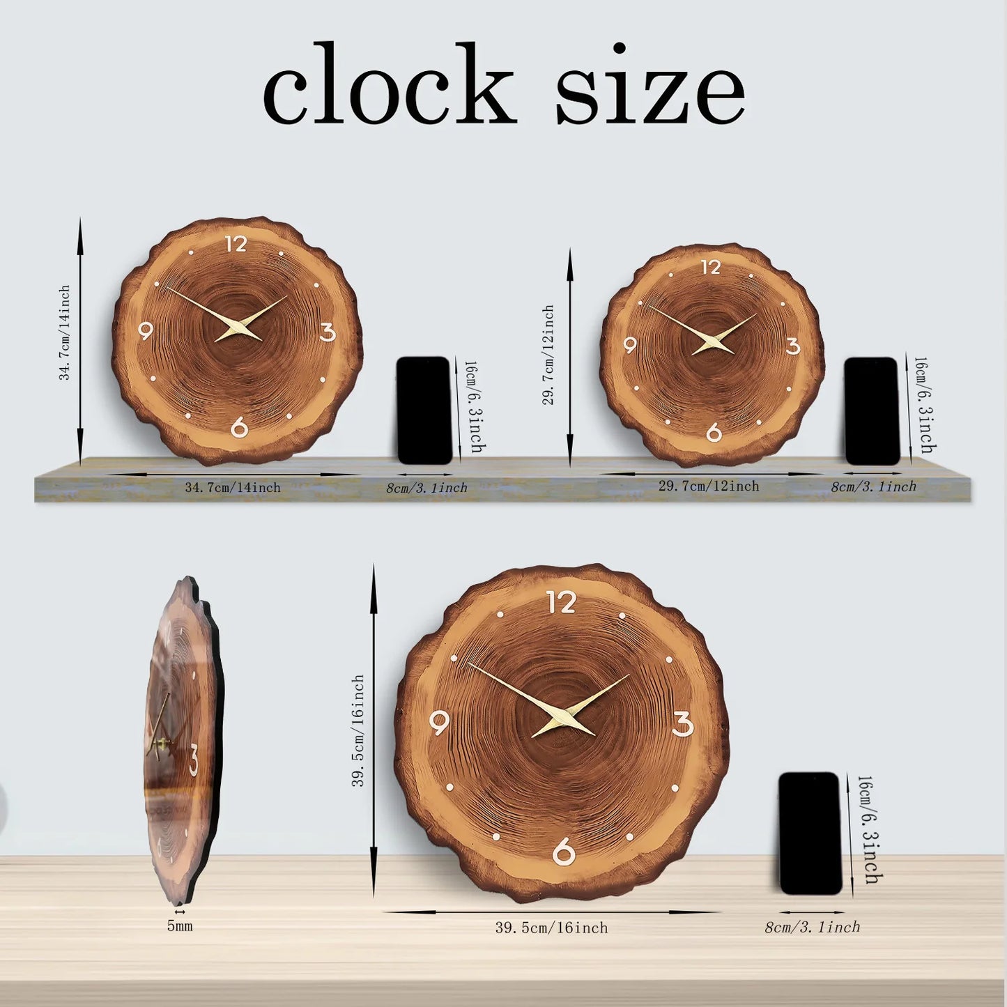 Wooden Ring Veneer Wall Clock - Silent Movement