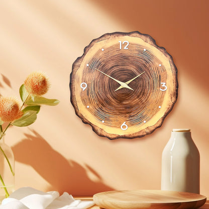 Wooden Ring Veneer Wall Clock - Silent Movement