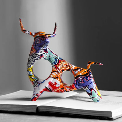 ArtToro Luxury Bull Statue with Bold Graffiti Design for Modern Interiors