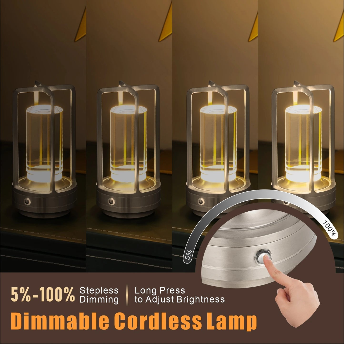 Cordless Portable LED Table Lamp - Rechargeable Ambient Light